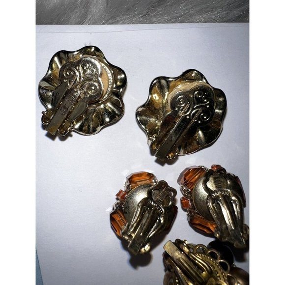 Vintage Bead Pearl Cluster Clip On Earrings 1" Estate Costume Jewelry button - Picture 6 of 8